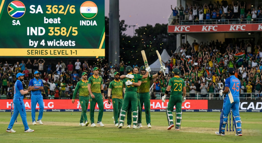 AI generated illustration of South Africa vs India cricket match 2025