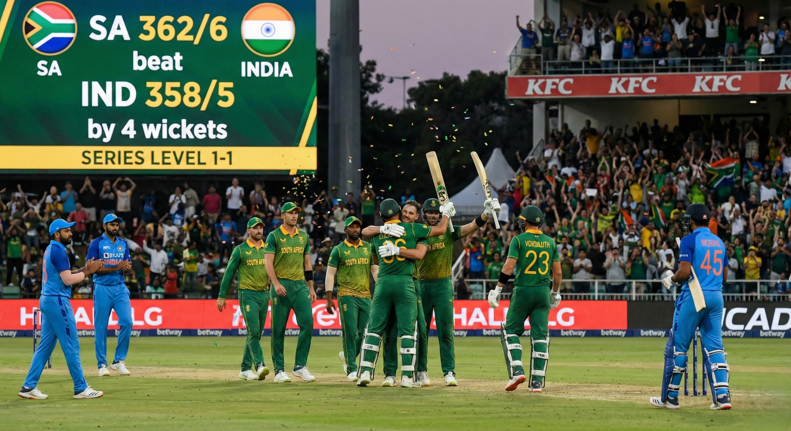 AI generated illustration of South Africa vs India cricket match 2025